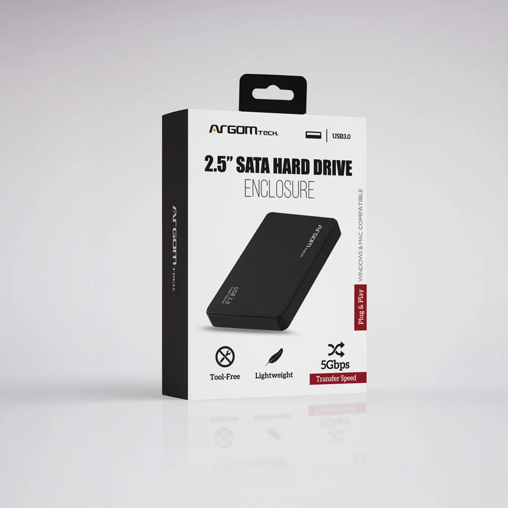 ArgomTech ARG-AC-1032 - Carcasa para Disco Duro SATA de 2.5", USB 3.0 Tipo-A, Tool-Free, Plug & Play