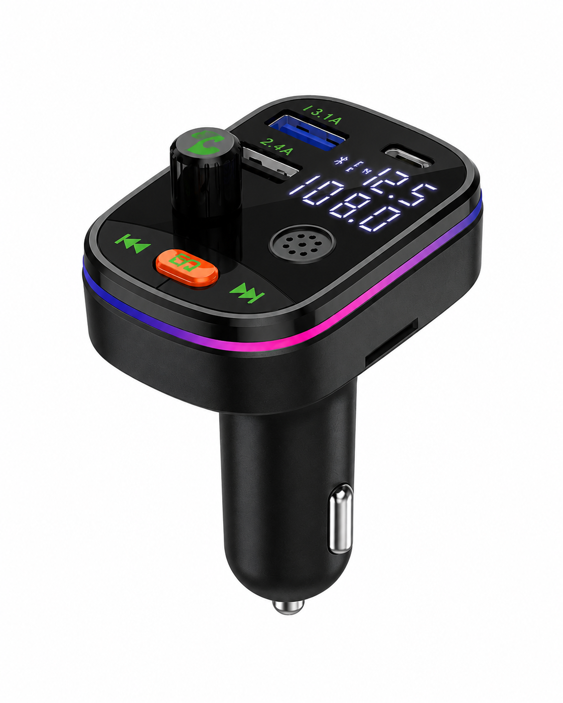 Zoecan Transmisor Receptor Bluetooth para Auto con Luz Recargable / Carga Rápida PD + QC 3.0