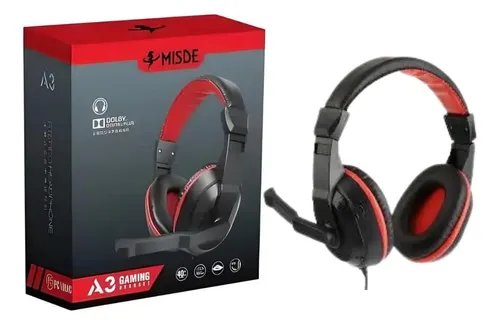 Anlix Misde A3, Audífonos Gaming, 3.5mm, Negro-Rojo