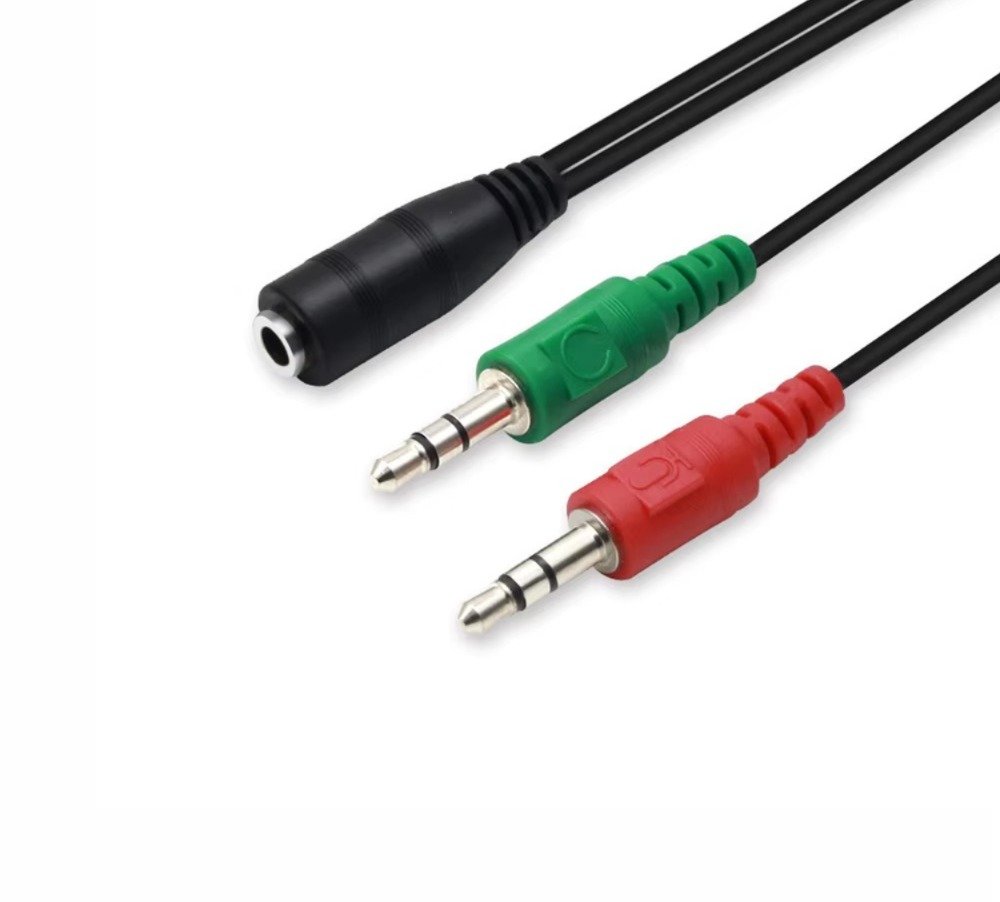 Cable Adaptador Splitter de Audio y Micrófono Jack 3.5mm