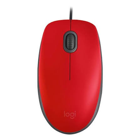 Logitech M110 Silent - Mouse, Cableado, USB, Óptico, 1000 dpi, Rojo